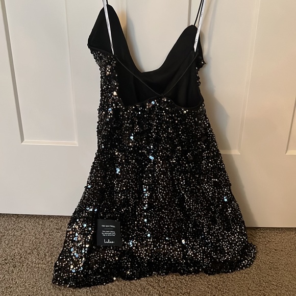 NWT Lulus Force of Fashion Black Sequin Mini Dress - Picture 4 of 5